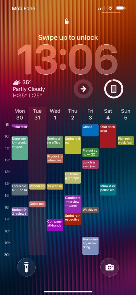 Week timeline on the Lock Screen