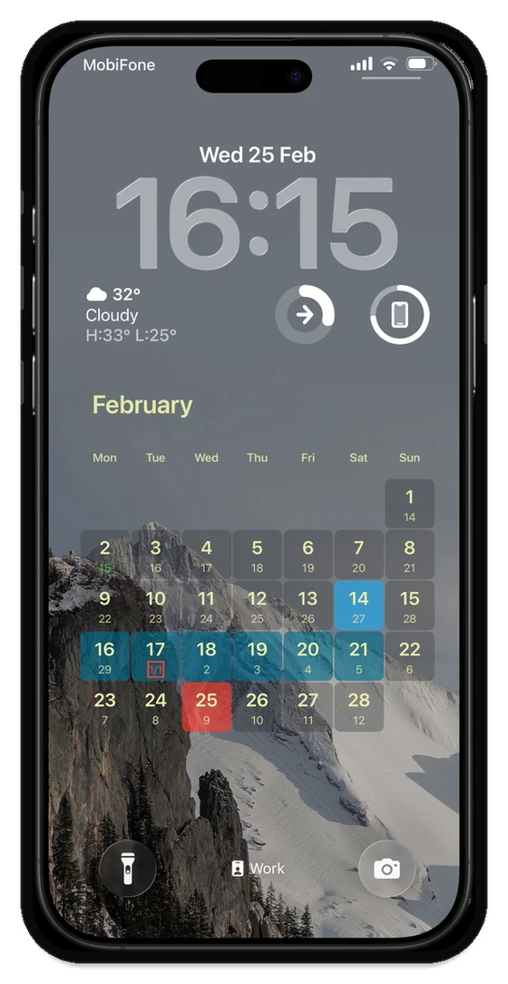 iPhone lock screen month calendar wallpaper