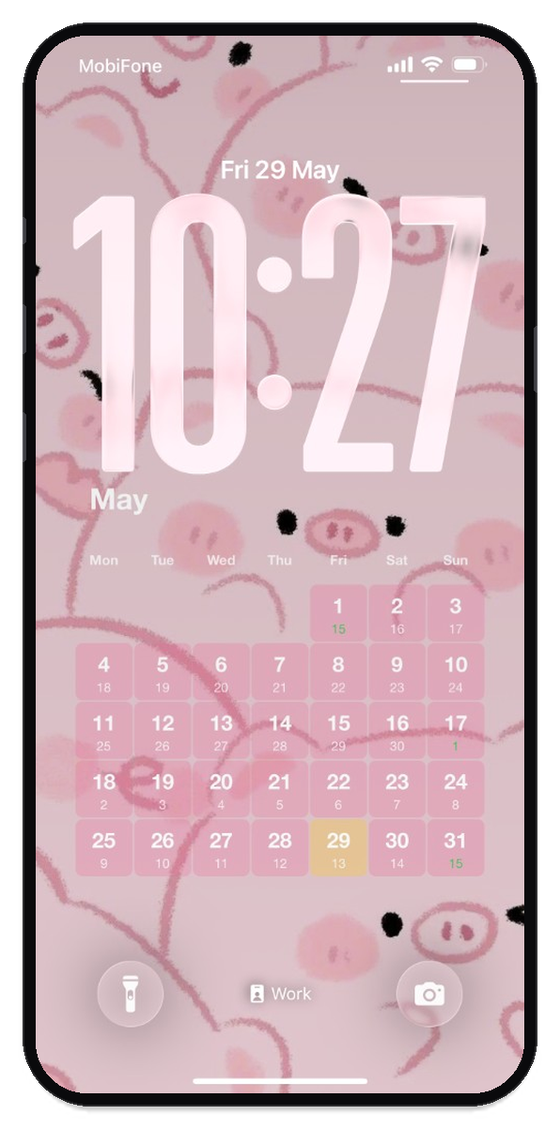 Lock Screen: month calendar
