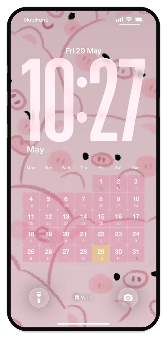 Lock Screen: month calendar