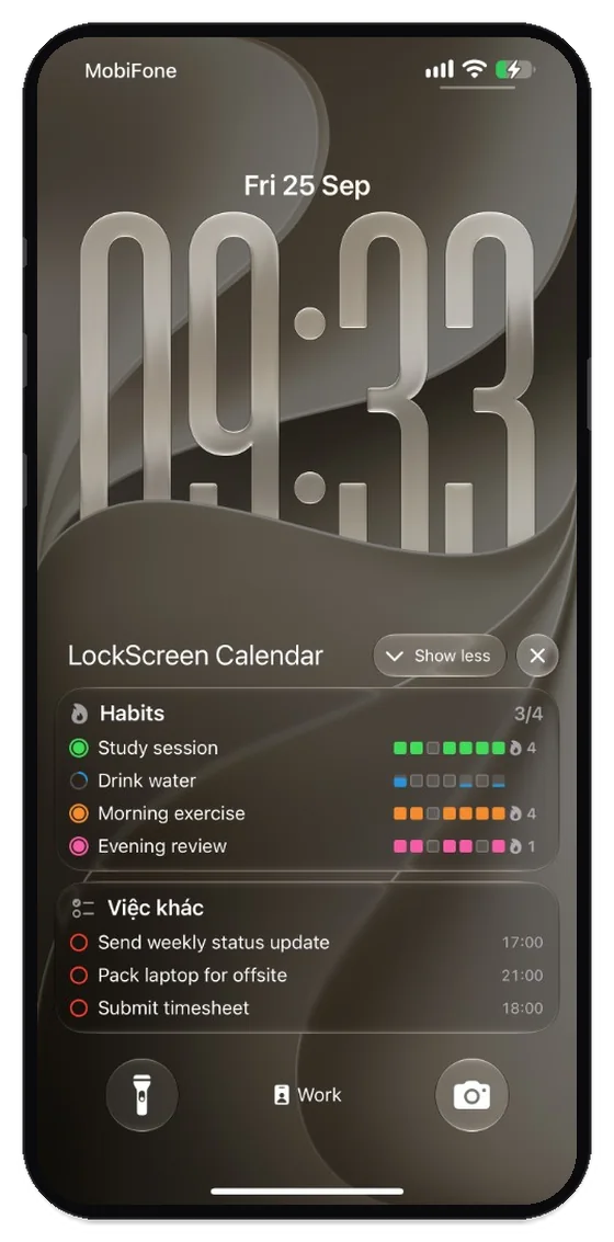 Lock Screen Live Activity with today's habits and reminders