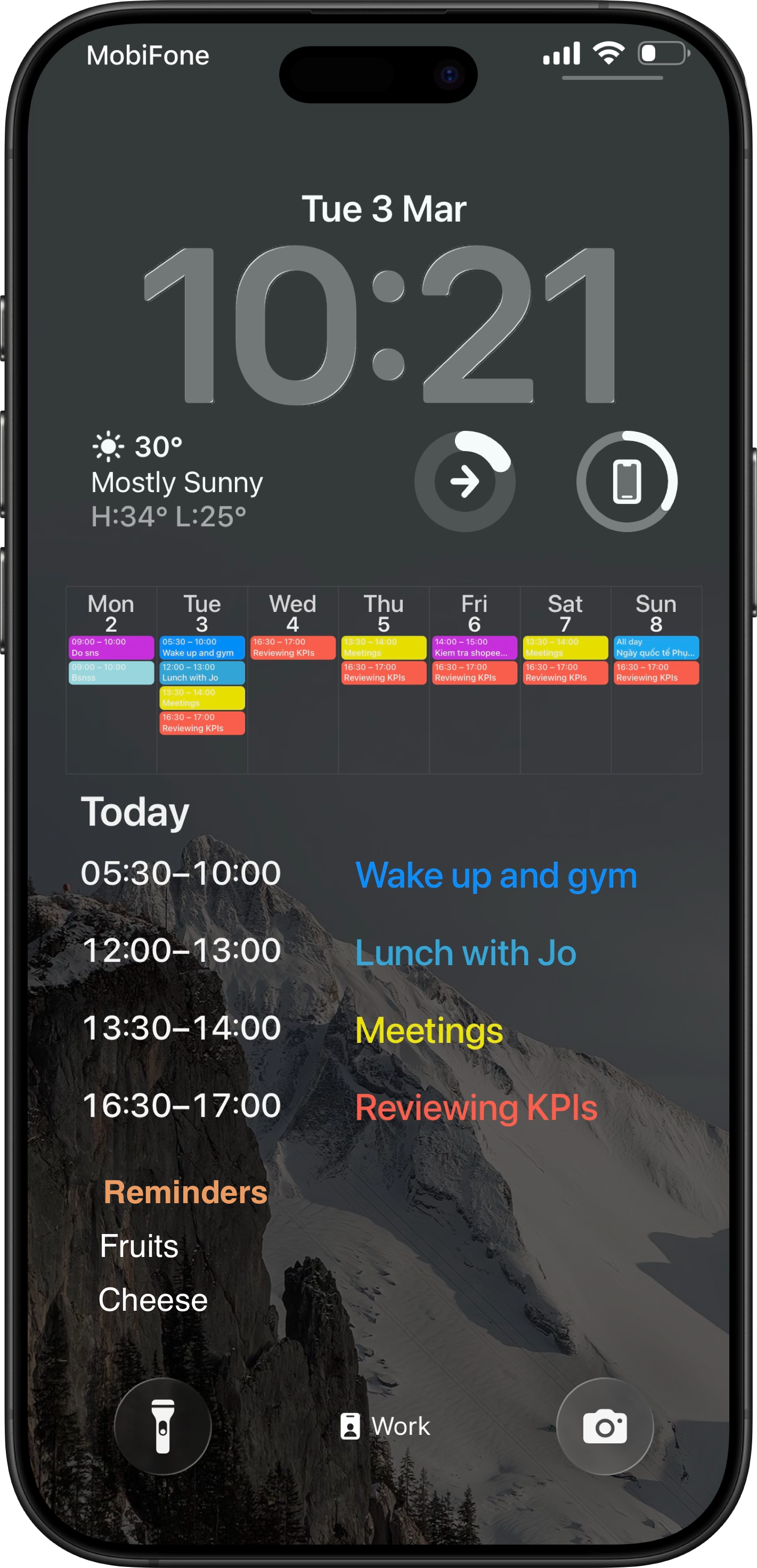Lock Screen: week overview with Today detail